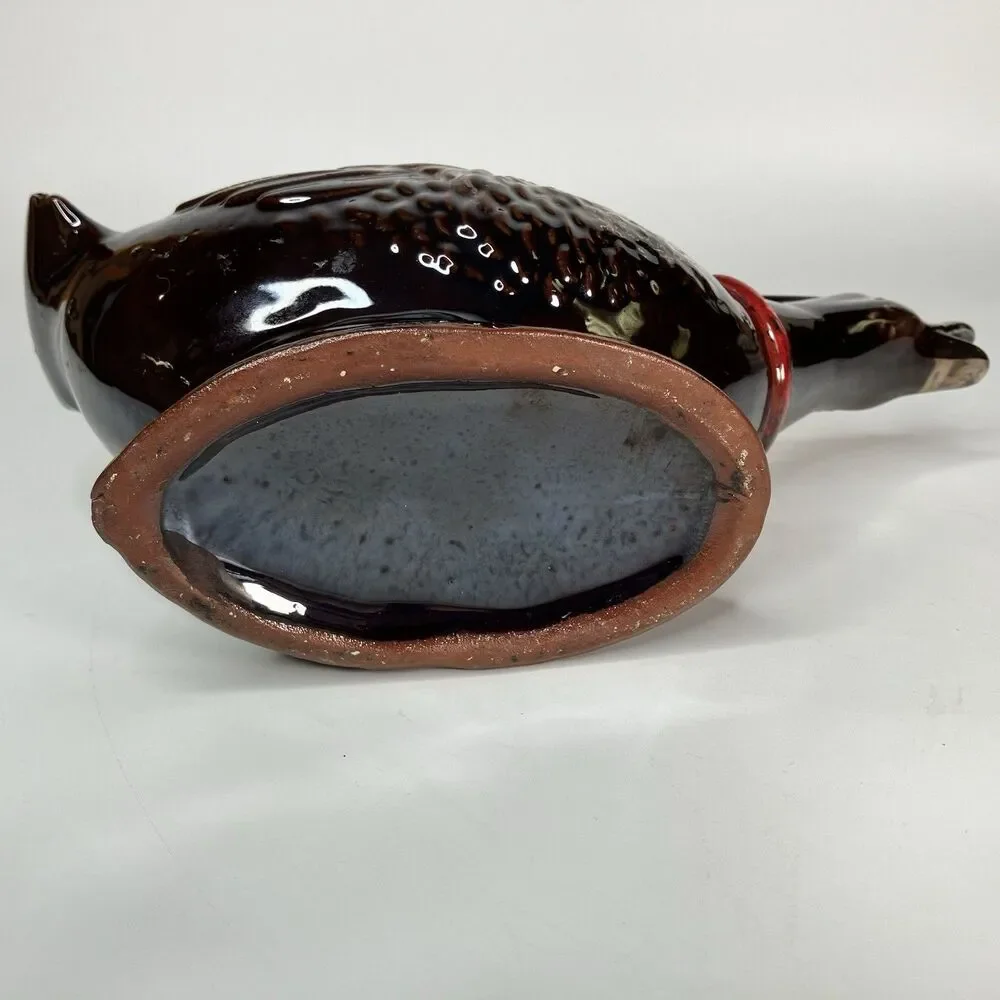 5 Piece VTG Redware Ceramic Duck Tea Set Teapot Cream Sugar Japan W/ Lids Animal